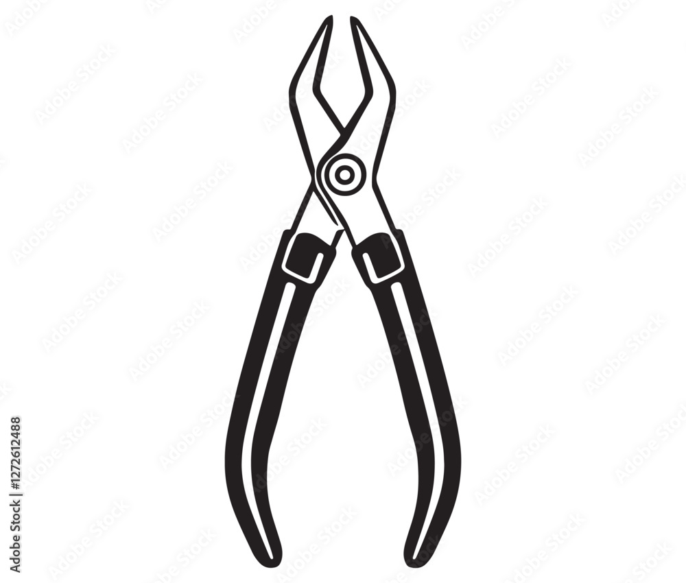 Silhouette pliers isolated on white background, Vector illustration of a wire cutter – a must-have repair tool Silhouette pliers isolated on white background, Vector illustration of a wire cutter – a must-have repair tool
