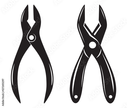 Silhouette pliers isolated on white background, Vector illustration of a wire cutter – a must-have repair tool