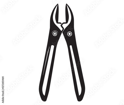 Silhouette pliers isolated on white background, Vector illustration of a wire cutter – a must-have repair tool