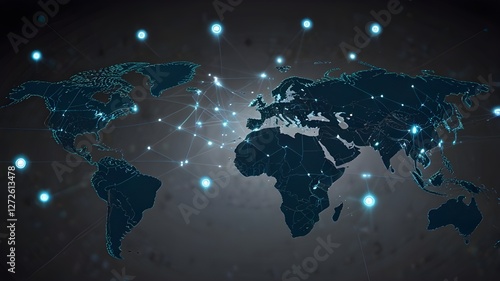 The idea of a global communication network is made up of interconnected business nodes and human resources collaboration across international platforms.