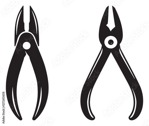 Silhouette pliers isolated on white background, Vector illustration of a wire cutter – a must-have repair tool