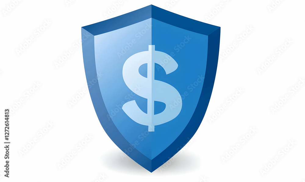 Blue shield protecting dollar sign. Financial security concept Blue shield protecting dollar sign. Financial security concept