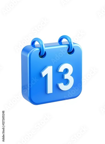 an image of a blue calendar with the number thirteen on it, there is a blue clock with the number thirteen on it photo