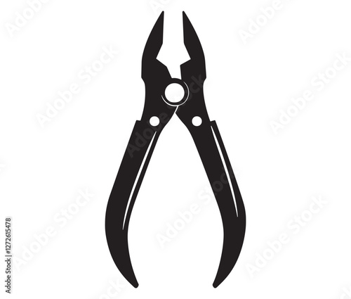 Silhouette pliers isolated on white background, Vector illustration of a wire cutter – a must-have repair tool