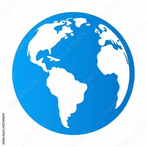Earth globe blue and white. Flat planet Earth icon. Vector on white background.