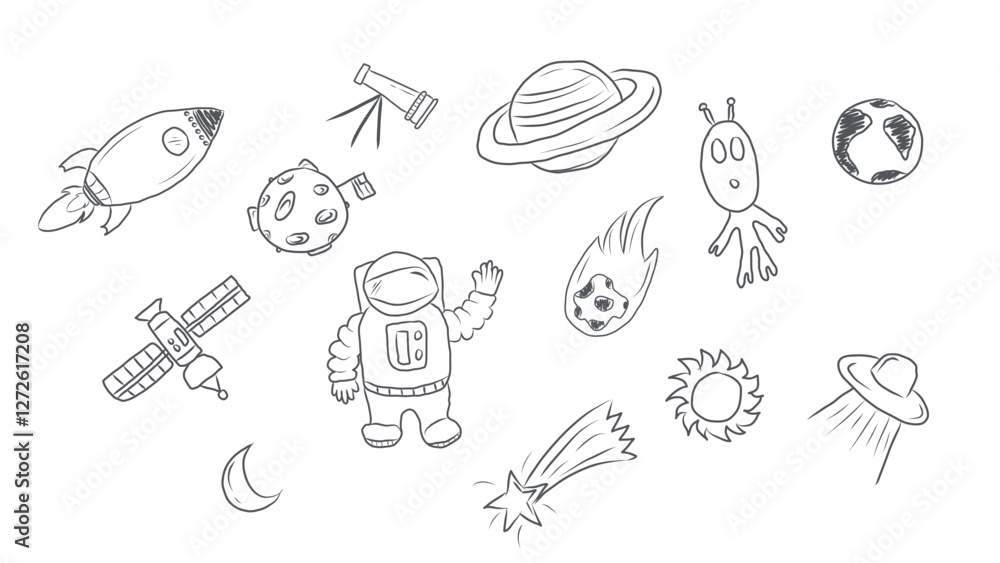 astronaut icon graphic illustration with handrawn vector style astronaut icon graphic illustration with handrawn vector style