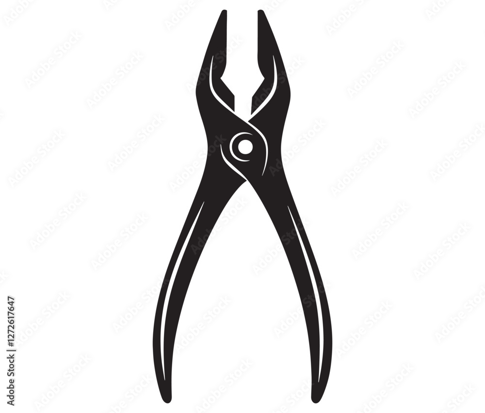 Silhouette pliers isolated on white background, Vector illustration of a wire cutter – a must-have repair tool Silhouette pliers isolated on white background, Vector illustration of a wire cutter – a must-have repair tool