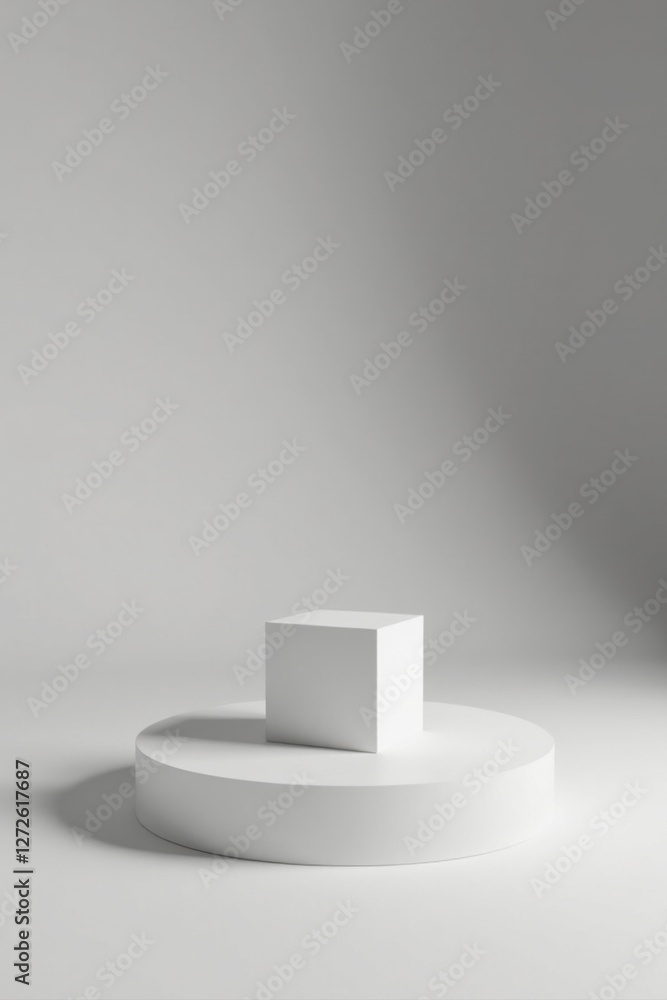 Fototapeta premium Clean Minimalist Product Display with Simple Geometric Forms on a White Background