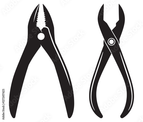 Silhouette pliers isolated on white background, Vector illustration of a wire cutter – a must-have repair tool