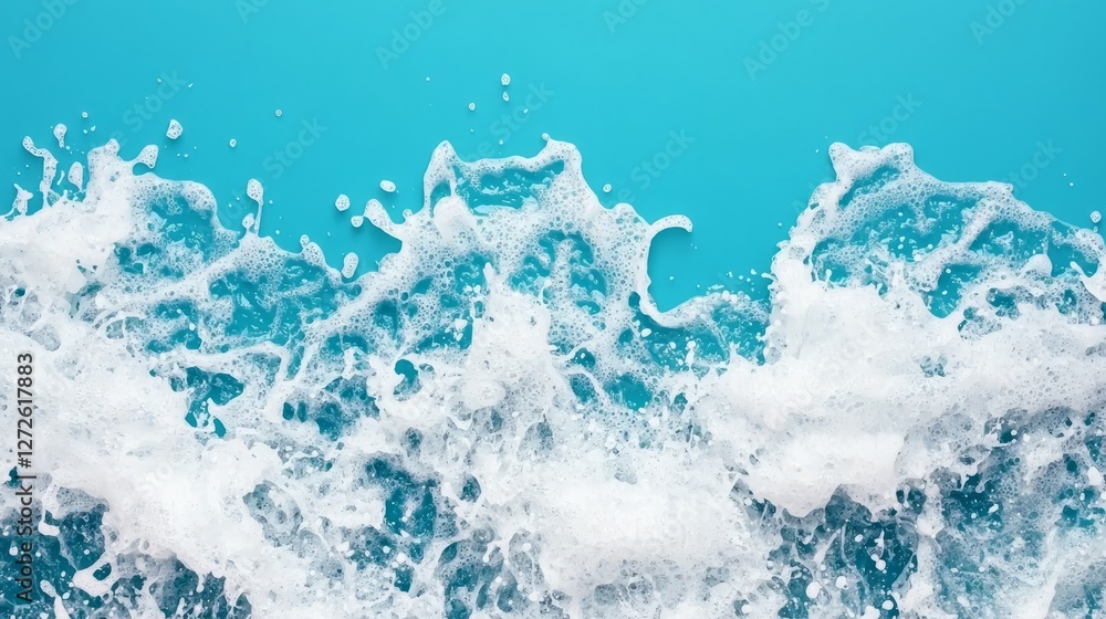 Fototapeta premium Turquoise Ocean Waves Crashing Against Each Other Under Bright Sunlight