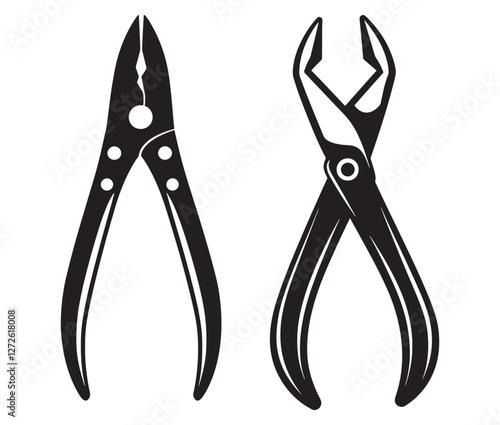 Silhouette pliers isolated on white background, Vector illustration of a wire cutter – a must-have repair tool