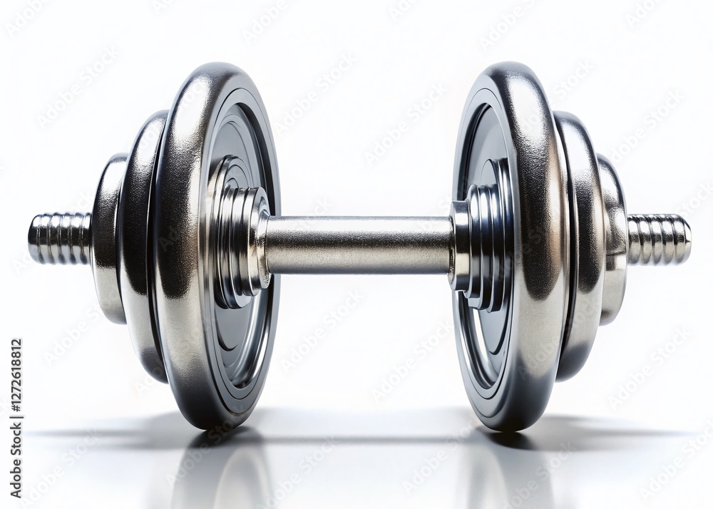 Fototapeta premium Single Dumbbell Isolated on White, Fitness Equipment, Weightlifting, Gym Workout, Strength Training