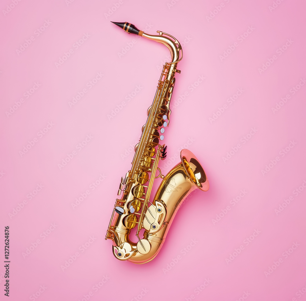 Naklejka premium saxophone on red background