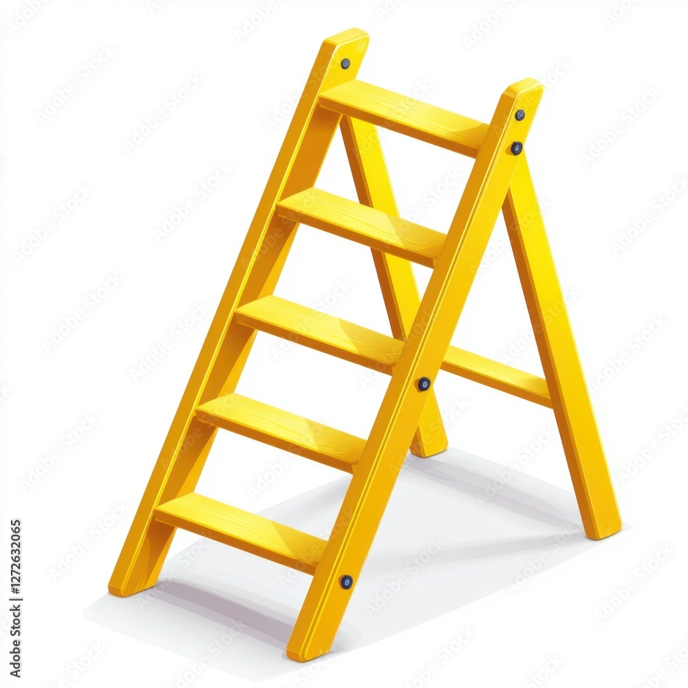 Bright yellow step ladder with four steps, ideal for home or construction use. Bright yellow step ladder with four steps, ideal for home or construction use.