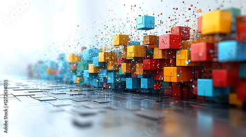 Colorful cubes abstract design, technology background, visual art, possible use for creative, digital, or tech company website