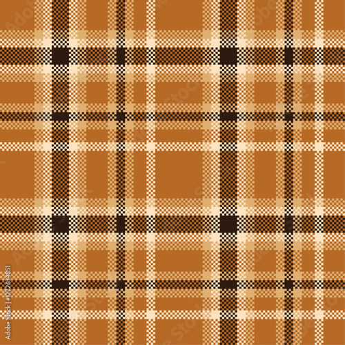 Autumn retro brown plaid repeating pattern design. Gingham tartan seamless geometric pattern Vector illustraion for textile.