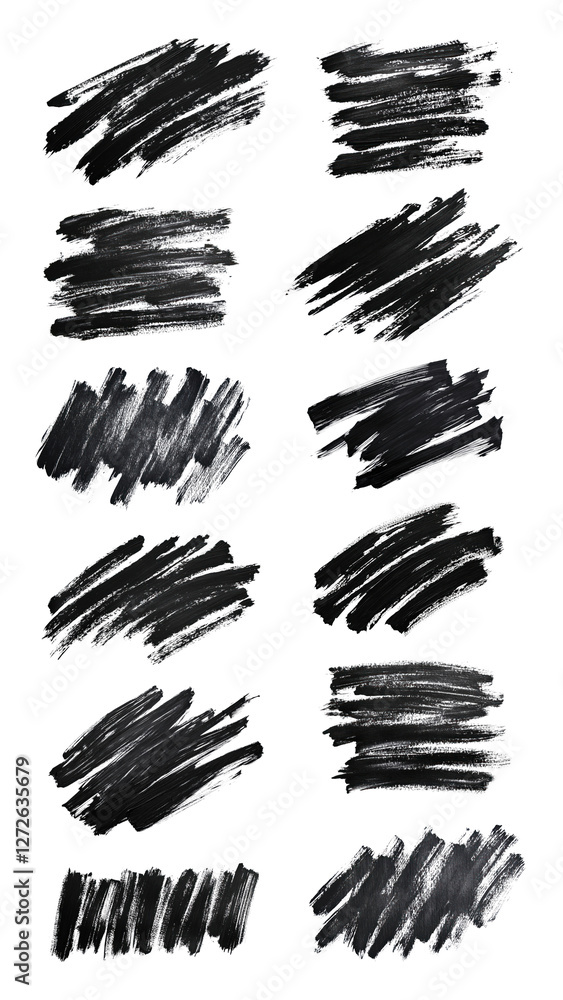 PNG abstract black brush stroke design element set, transparent background PNG abstract black brush stroke design element set, transparent background