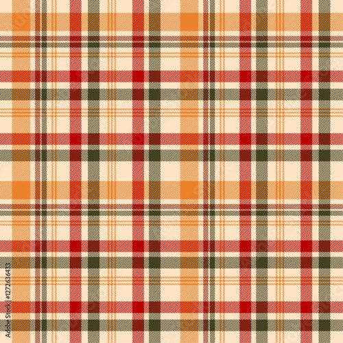 Autumn plaid motif stripe pattern. Seamless vector illustraion for background.