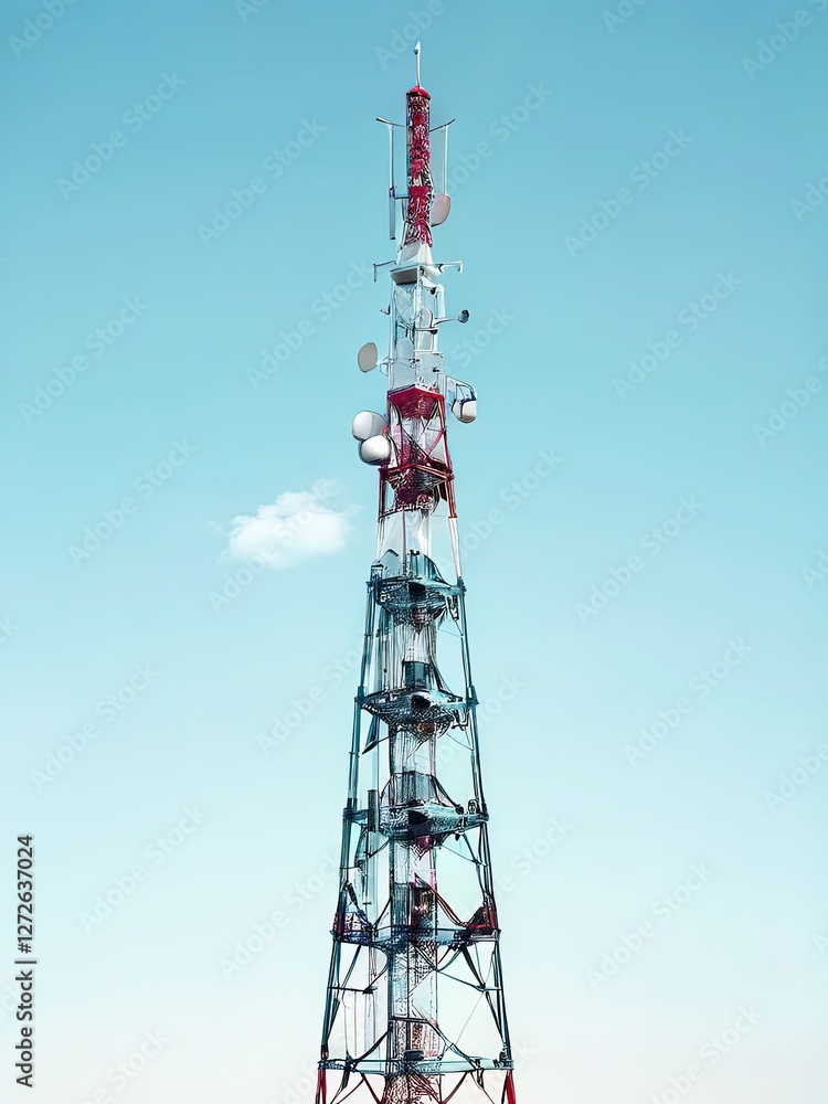 an AI Image Generator, Tall Radio Transmission Tower Surrounded