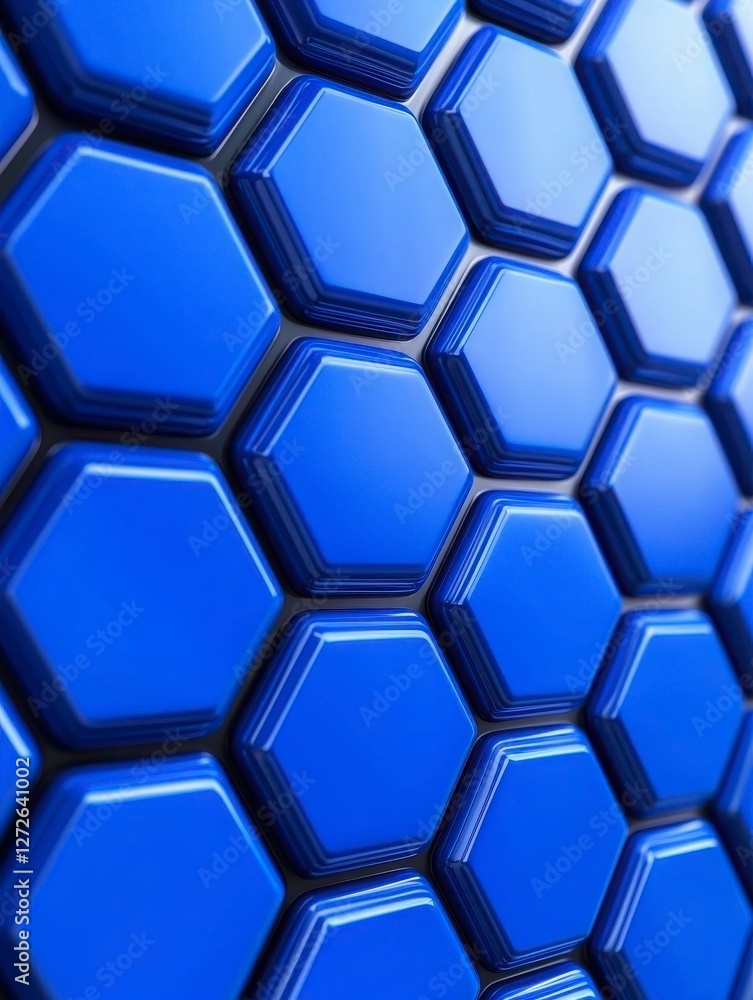 A close-up view of a textured surface made of blue hexagonal tiles, creating a visually striking geometric pattern. A close-up view of a textured surface made of blue hexagonal tiles, creating a visually striking geometric pattern.