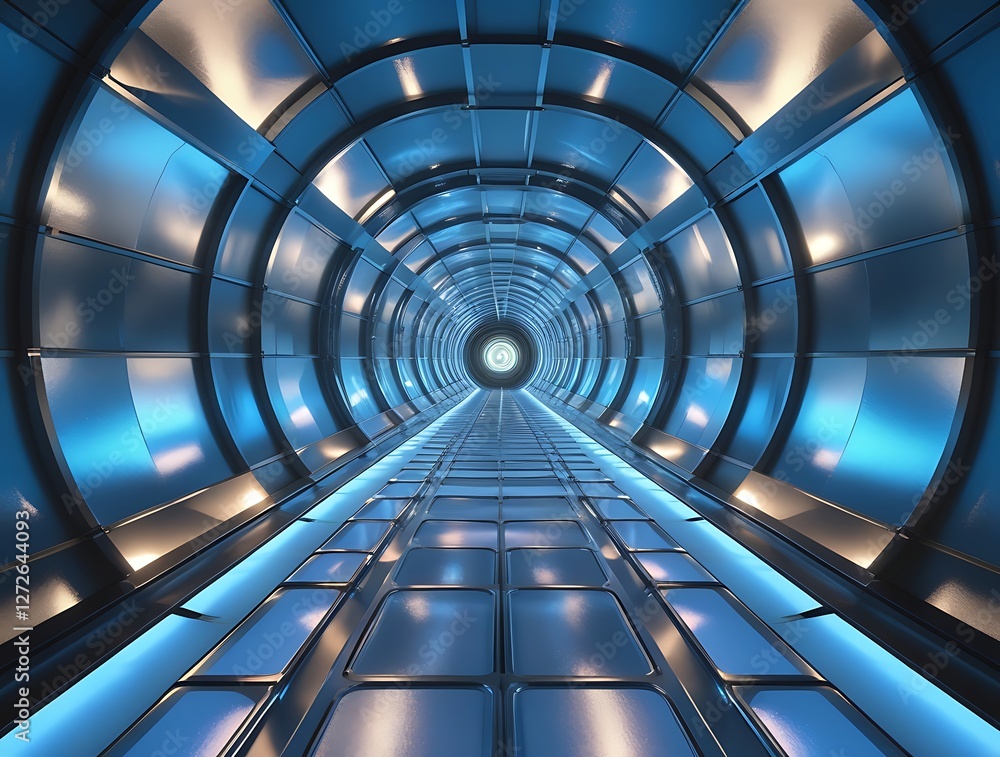 Futuristic tunnel with a glowing white exit, symbolizing speed, technology, and progress, designed with sleek metallic surfaces and a high-tech atmosphere.
Futuristic tunnel with a glowing white exit, symbolizing speed, technology, and progress, designed with sleek metallic surfaces and a high-tech atmosphere.