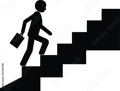 Man walking step up icon,stickman design vector,man step up stairs illustration 