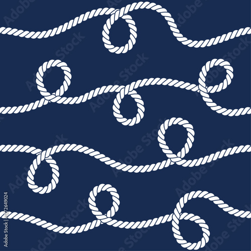 Seamless marine rope knot pattern. Vector illustration for print.