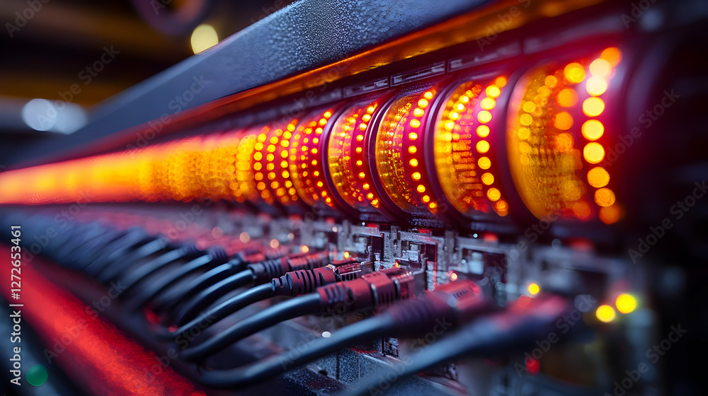 Close Up Of Electronic Equipment With Rows Of Led Lights Close Up Of Electronic Equipment With Rows Of Led Lights
