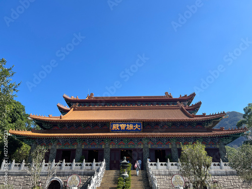 Obraz na płótnie Po Lin Monastery at Lantau Island, Hong Kong w salonie