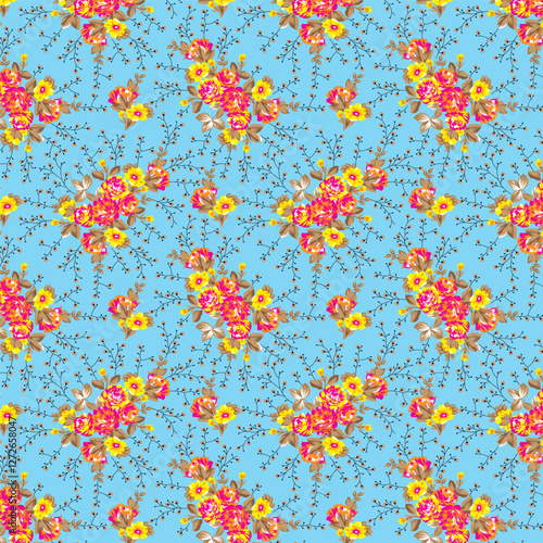 Print100% Cotton Poplin Fabric Rose & Hubble Belgrave Street Bunched Roses Floral