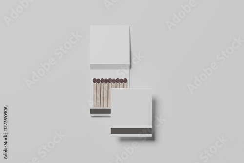 Photography Realistic Book Matches Mockup on grey background,  3D rendering