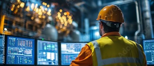 Power Plant Operator Overseeing Digital Energy Management Systems