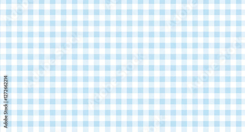 Light blue gingham tablecloth seamless pattern background