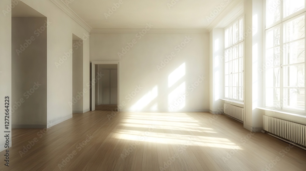Bright and Spacious Room with Natural Light Streaming Through Large Windows : Generative AI Bright and Spacious Room with Natural Light Streaming Through Large Windows : Generative AI