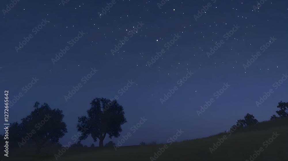 Tranquil Night Sky with Stars and Dark Blue Shades of Calm Tranquil Night Sky with Stars and Dark Blue Shades of Calm