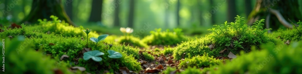 Forest floor carpeted with soft moss and ferns, moss, forest floor Forest floor carpeted with soft moss and ferns, moss, forest floor