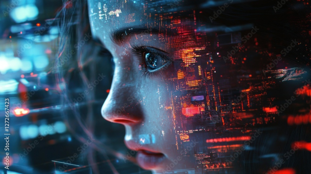 Cyberpunk Girl: A Digital Fusion of Humanity and Technology Cyberpunk Girl: A Digital Fusion of Humanity and Technology