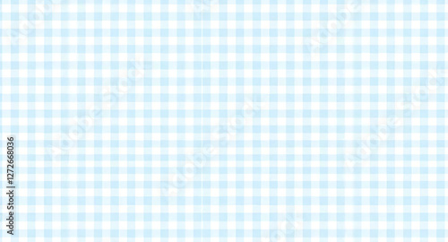 Light blue gingham tablecloth seamless pattern background