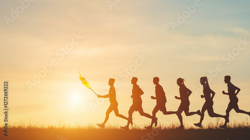 Silhouette of Runners: A gr...
