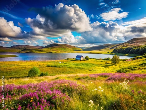 Tranquil Sutherland Meadow: North Coast 500 Scenic Summer Landscape, Lairg, Scottish Highlands photo