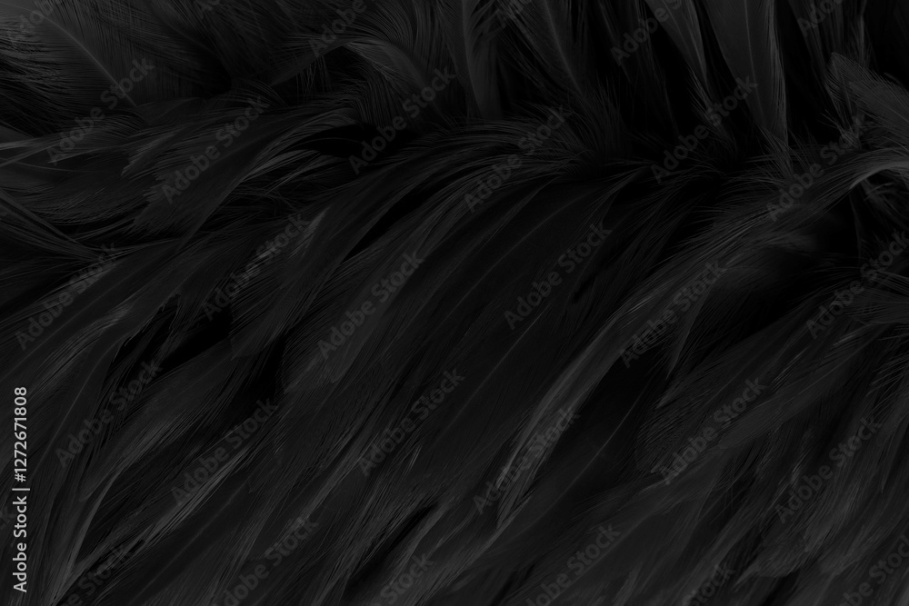 Fototapeta premium Beautiful black grey bird feathers pattern texture background.