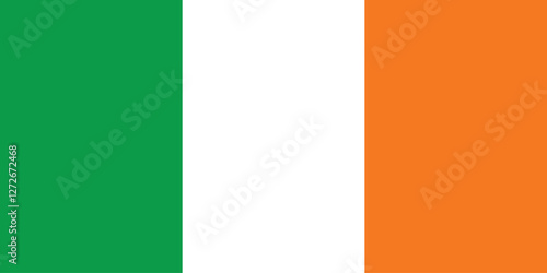 Ireland flag. Flag of Ireland. The official ratio. Flag icon. Standard color. Standard size. A rectangular flag. Computer illustration. Digital illustration. Vector illustration.