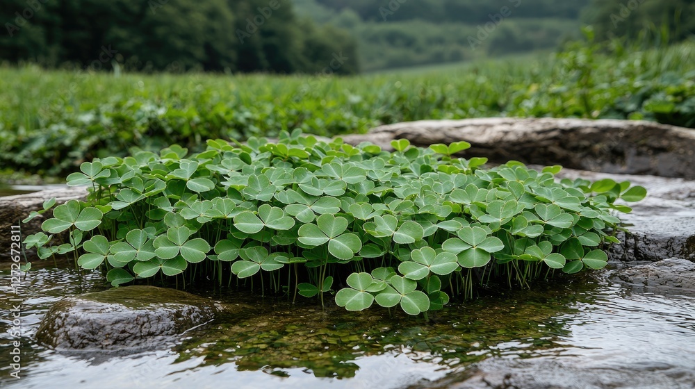 Clover patch in a shallow stream Clover patch in a shallow stream