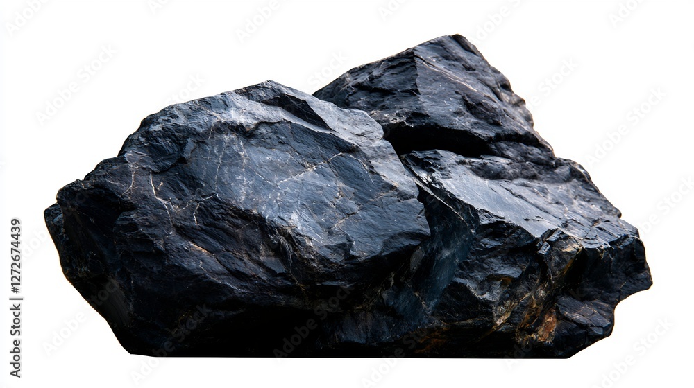 Large Black Granite Boulder with Natural Cracks and Glossy Surface Large Black Granite Boulder with Natural Cracks and Glossy Surface