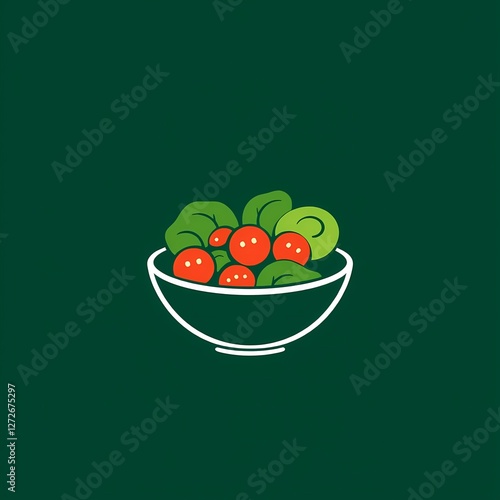 Minimalist salad bowl logo for fresh organic restaurant concept