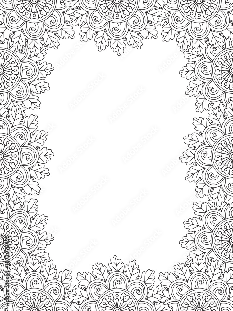 Fototapeta premium Flower Borders Coloring Book Pages For Adult