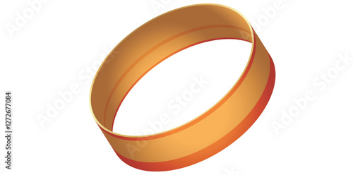 Golden Bangle On White Background, Antique Jewelry Vector Illustration.	