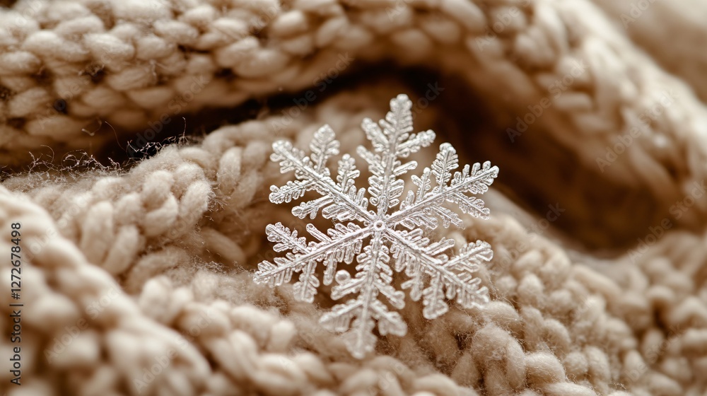 Crystal Snowflake on Soft Beige Knitted Fabric Crystal Snowflake on Soft Beige Knitted Fabric