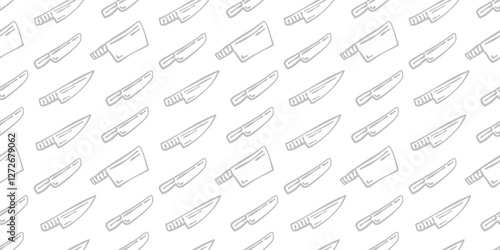 Doodle Knife pattern background. Kitchen Knife Doodle Pattern background.