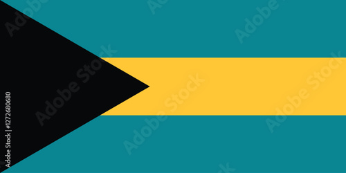 Bahamas flag. Flag of Bahamas. The official ratio. Flag icon. Standard color. Standard size. A rectangular flag. Computer illustration. Digital illustration. Vector illustration.